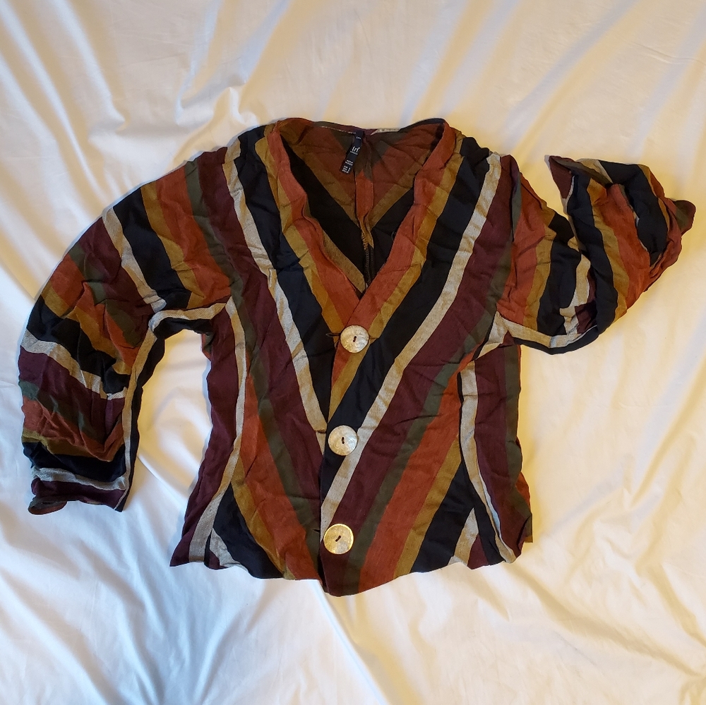 EUC Zara multicolored stripe button-down blouse